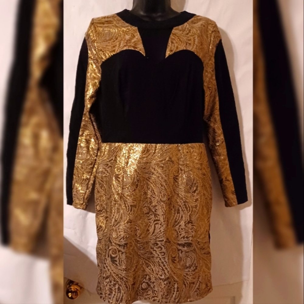 Lashes Black & Gold Bodycon Dress
